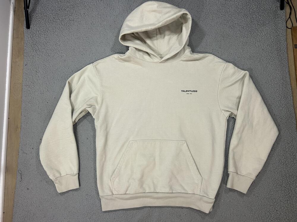 Talentless Hoodie Mens XL White Circle Logo Back Graphic Pullover Fleece USA